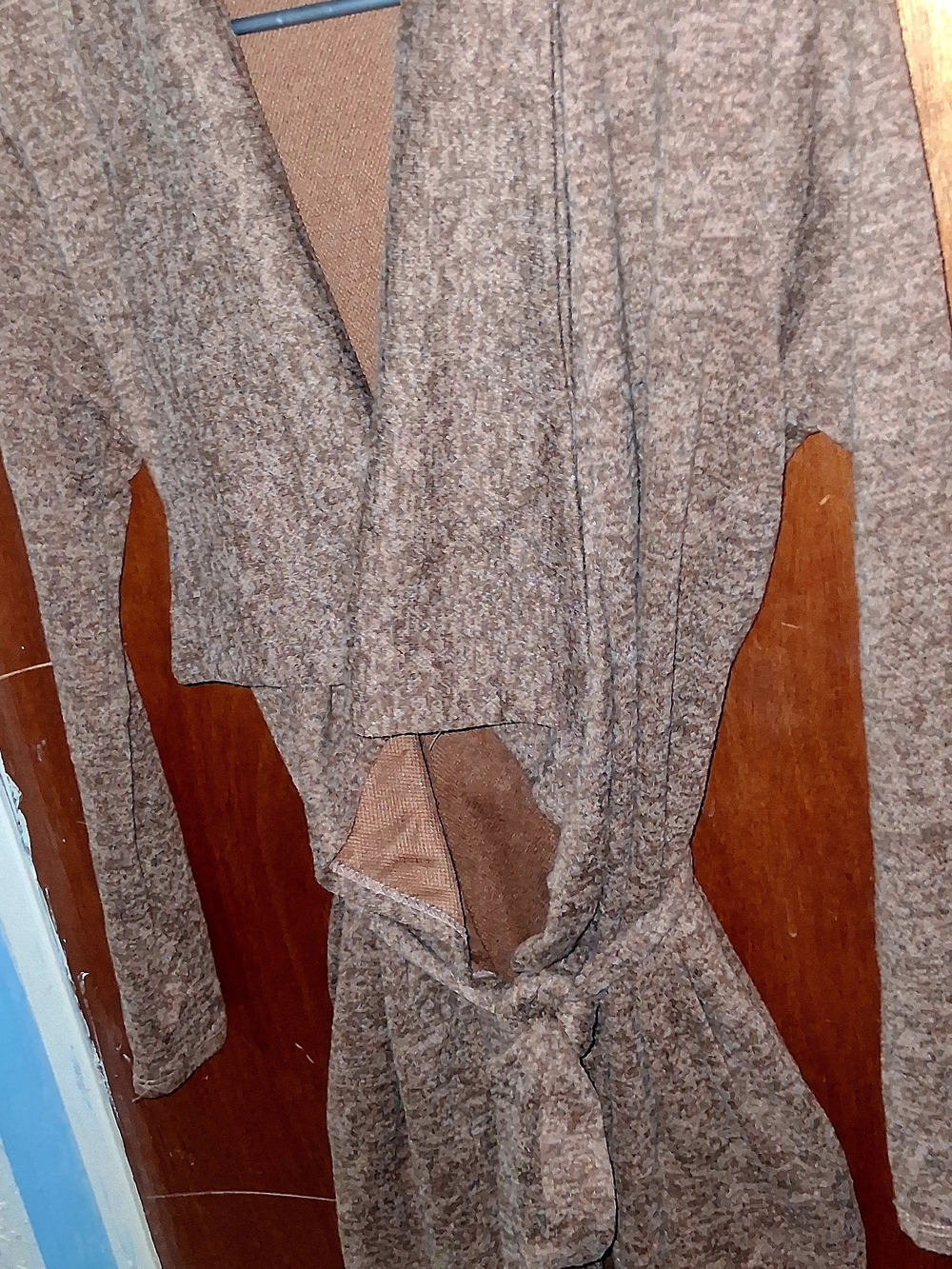 Windsor Mocha Brown Marl Duster Cardigan Open Front Longline Jacket W/ Belt